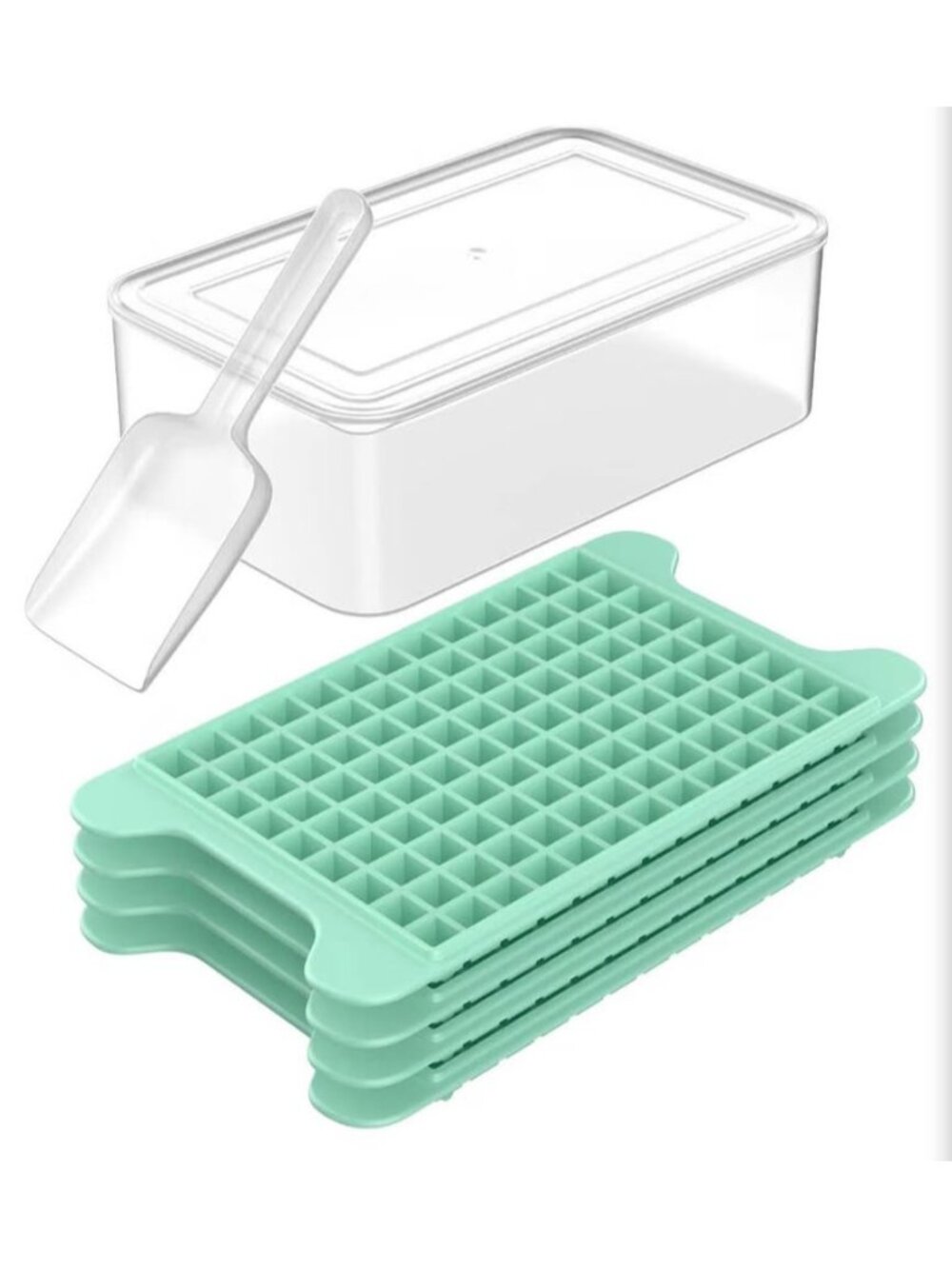 NEW 4-Pack Mini Ice Cube Trays with Bin and Scoop